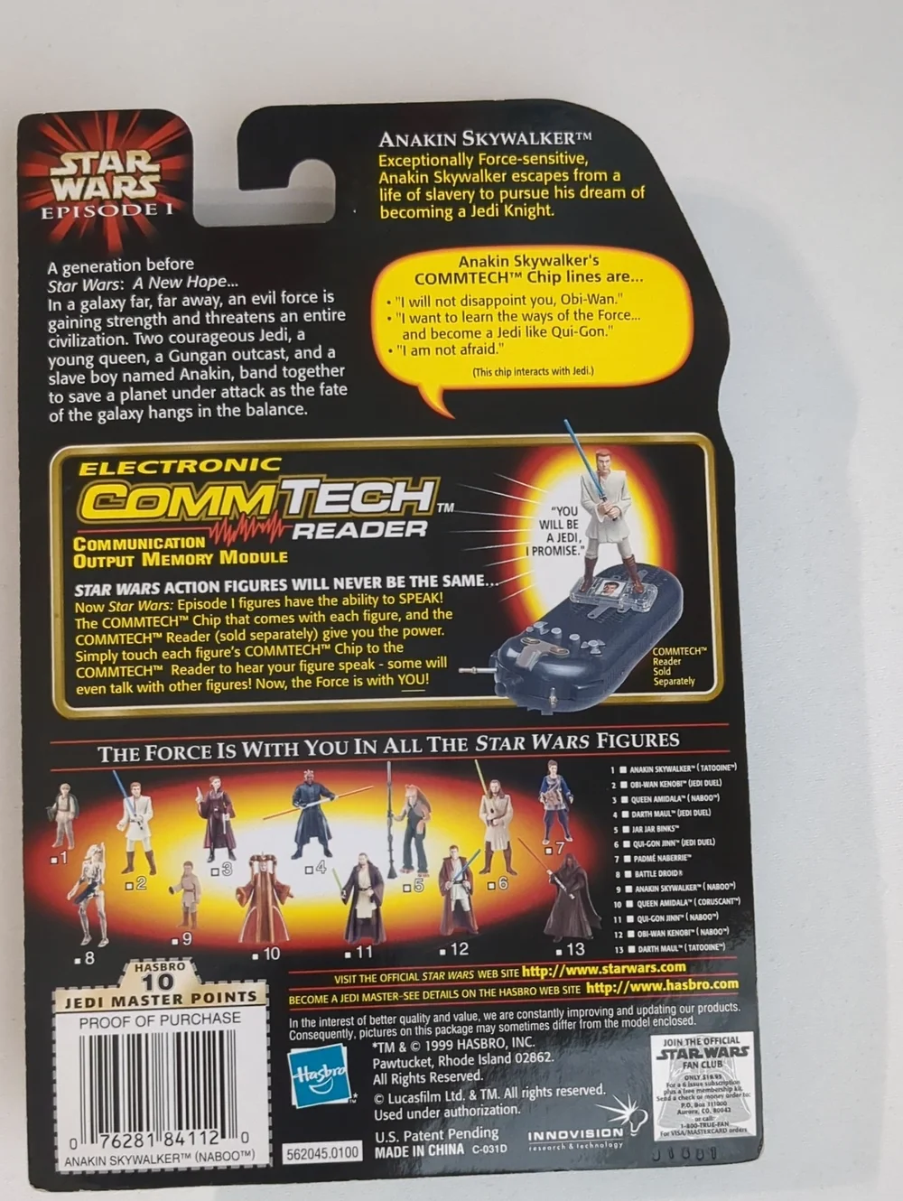 Star Wars Episode 1 Anakin Skywalker Action Figure Commtech 1999